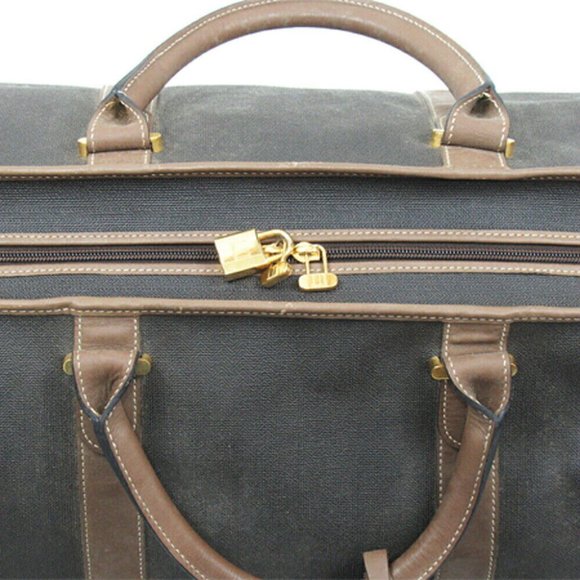 DUNHILL Boston Bag Herringbone Gray Gray PVC x Leather Authentic - Picture 3 of 11